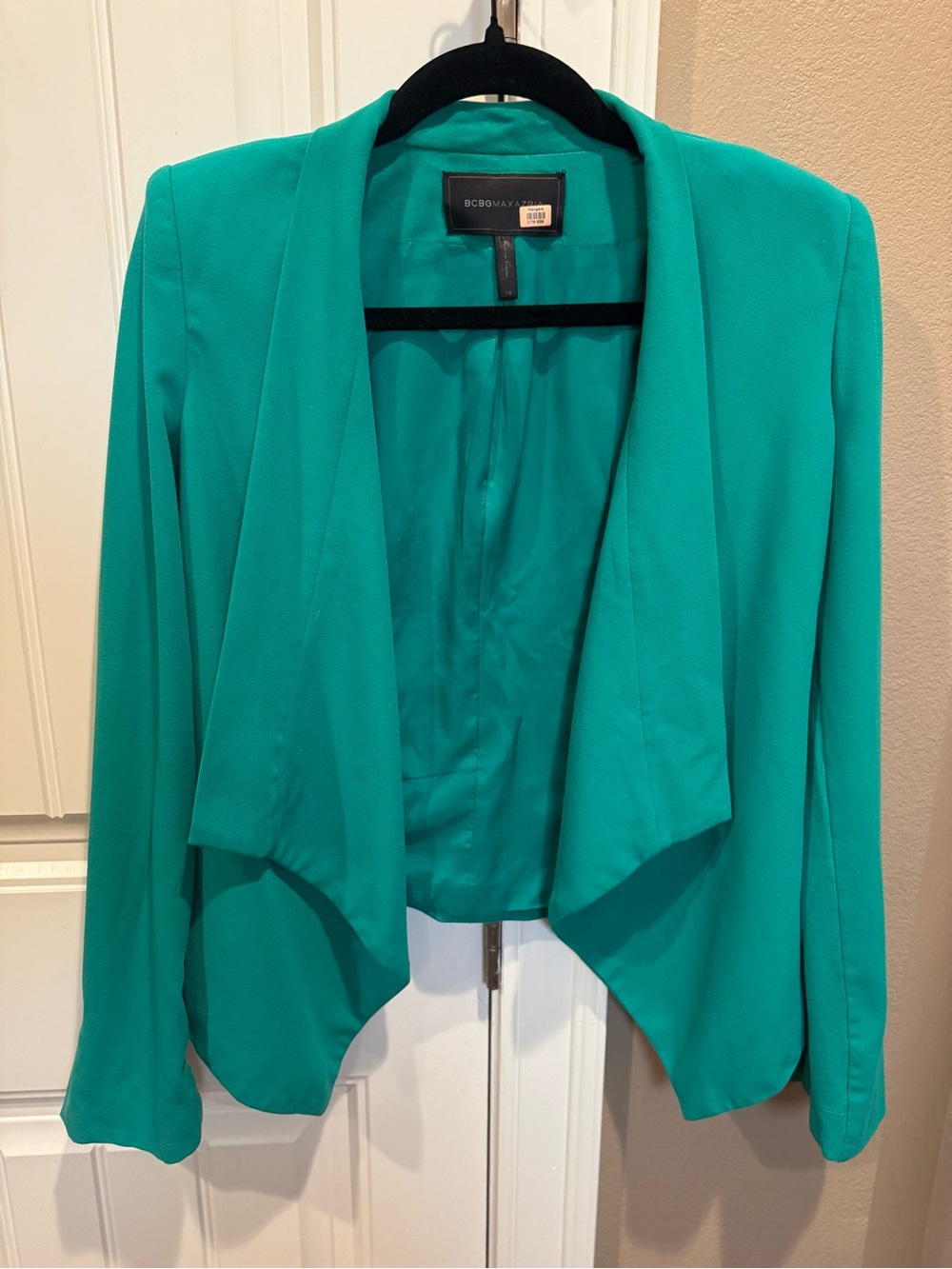 BCBGMAXAZRIA Emerald Open-Front Draped Blazer Jacket Size-XS